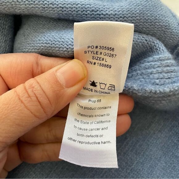 PROMESA High Art Asymmetrical Funnel Neck Sweater Ash Blue wool blend sz Large‎ - Picture 10 of 12